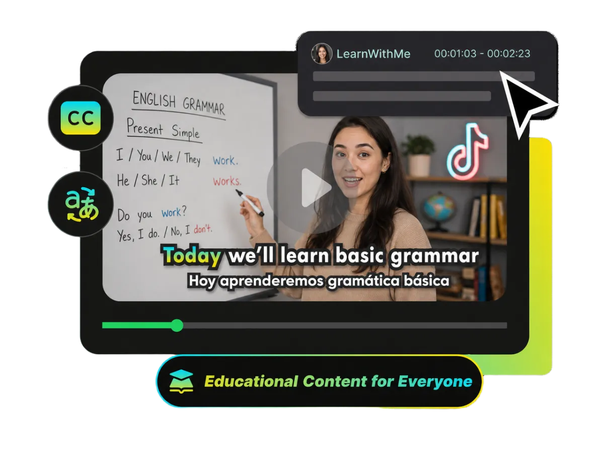 Educational TikTok video with clear AI-generated subtitles